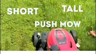 Mowing this TALL GRASS  / OVERGROWN YARD with a PUSH MOWER, Honda hrx216. #mowing