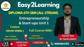Entrepreneurship & Start-ups  Unit 1 | Lec 01 | Diploma 6th Sem (All Branch) | By David Das
