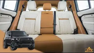 Land Rover Defender Interior Upholstery Upgraded Tan and White Leather