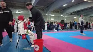 Тхэквондо ИТФ Лига 2023 Первый спарринг 🔴 Королёв Родион 7 лет 29кг