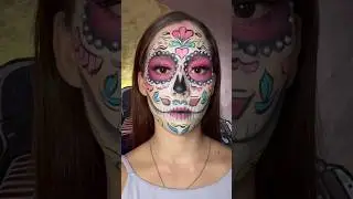 Mexican Calavera inspired makeup art 💀 #Halloween #halloweenart #makeup #youtubecreators #shorts