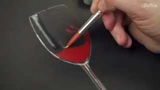 Cretacolor's Aqua Brique as Gouache paint (How-to wine glass)