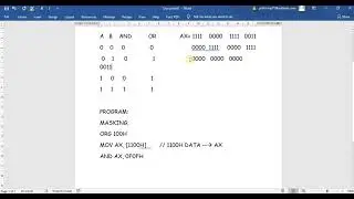 LOGICAL OPERATION FOR SETTING & MASKING BITS IN EMULATOR 8086