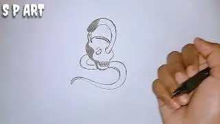 skull with snake tattoo design || Easy Tattoo for hand || Tattoo made with pen 🖋️#temporary tattoo