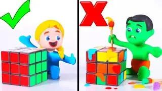Superhero Babies Doing Rubik Challenge Play Doh Cartoons