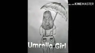 Girl with umbrella sketching