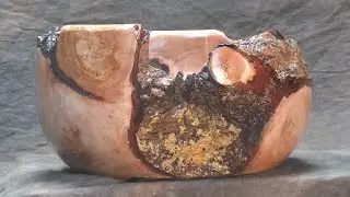 woodturning a twice turned willow bowl with a live edge and bark