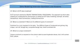What is OLTP Data Modeling?What are the different types of constraints?What is an Unique Constraint?