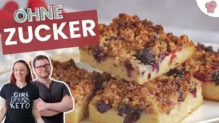 😋 Saftig,  fruchtig, lecker: Low Carb Beeren-Streuselkuchen