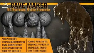 Cave Maker for ZBrush brushes alphas and basemeshes