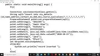 PreparedStatement in jdbc | mysql insert data using PreparedStatement | jdbc part 7