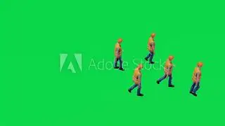green screen walking man 3D Workers are walking high angle Chromakey animation rendering