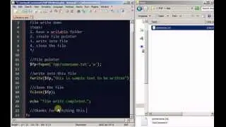 PHP code: How to create a new file and write into the file.