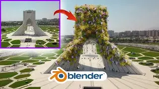 بلندر : جلوه های ویژه برج آزادی رویش گل | VFX Flower Tower Blender 🌹