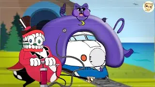 Fat Caine inflates Catnap Smiling Critters on the TRAIN