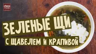 Green cabbage soup with nettles and sorrel.