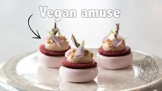 Fine dining vegan amuse | Radish & purple shiso meringue