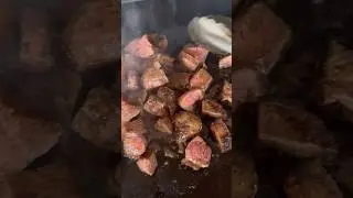 HIBACHI STEACK & VEGETABLES on my Traeger Flatrock