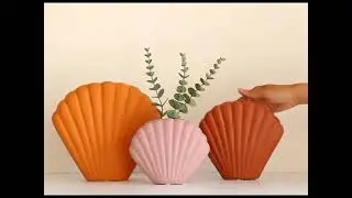 Vaso de cerâmica floral concha