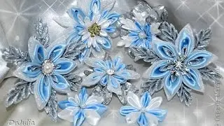 Снежинка из Лент Канзаши / ПОДЕЛКИ на НОВЫЙ ГОД!