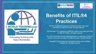 Benefits of ITIL®4 Practices – Knowledge Video Series by 1 World Training USA – ATO of PeopleCert.