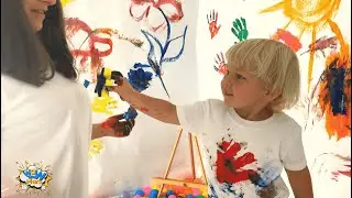 Wow Mark and Mom paint in the big room 哇馬克和媽媽在大房間裡畫畫