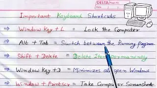 Computer shortcut keys | Important keyboard shortcut keys | Computer very useful shortcuts keys