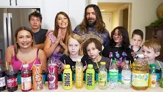 🥤 Blindfold 30 Drink Family Challenge! 9 People