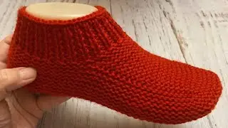 WARM AND COOL!!! Seamless slippers on two knitting needles // patik modelleri