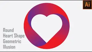 How to create illusion circle heart shape logo in adobe Illustrator geometric graphic design