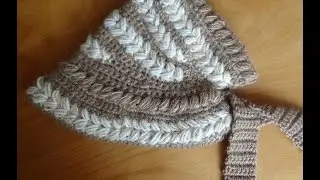 Шляпка-капор крючком . Часть 2. Cap-bonnet crocheted