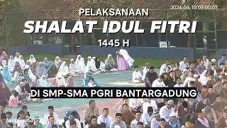 Pelaksanaan Shalat Idul Fitri Desa Limusnunggal di SMP & SMA PGRI Bantargadung