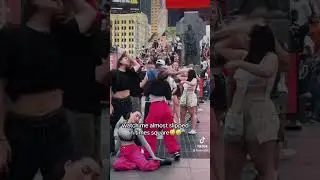 reality of dancing in times square #babymonster #2ne1 #kpoinpublic