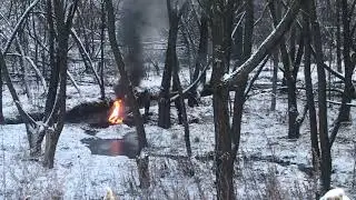 Отжиг медного кабеля в промзоне Чертаново Центральное. 2 декабря 2020