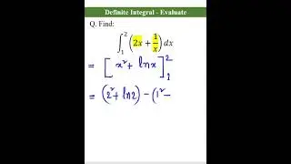 Definite Integral - Evaluate || Math Practice #shorts #maths #calculus #integration #definite