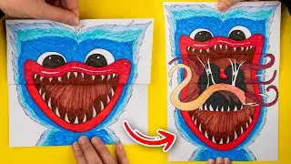 HUGGY WUGGY ARTS & PAPER CRAFTS for FANS. DRAWING TUTORIAL POPPY PLAYTIME Transformations