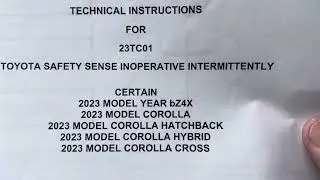 Toyota Corolla Special Service Campaign 23TC01