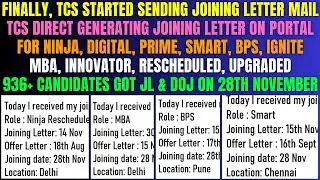 TCS DIRECT GENERATING JOINING LETTER FOR NINJA DIGITAL, PRIME, SMART, BPS, MBA, IGNITE DOJ ON 28 NOV