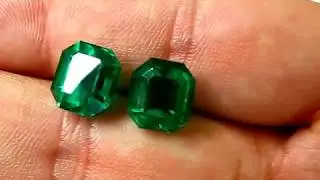 7.37 cts Pair Natural Colombian Emeralds 