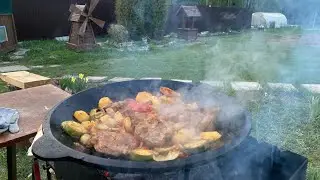 Простой рецепт / мясо на садже с овощами 
 / жизнь в деревне