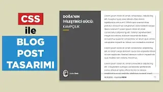 Html ve CSS ile Blog Post Tasarımı | Blog Post Design with CSS