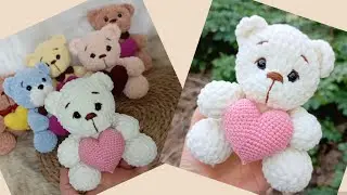 Teddy bear with a heart crochet | Detailed master class bear with plush yarn 