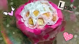 БУКЕТ ИЗ КОНФЕТ своими руками/НЕЖНЫЕ РОЗОЧКИ
