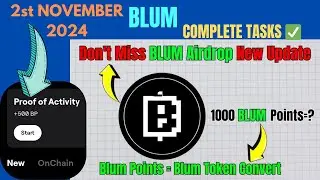 BLUM NEW TASKS: proof of activity and skate  Quest completion || BLUM Video code soon
