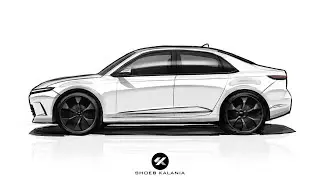 Sedan Side View - How to Sketch a Car - Digital Render