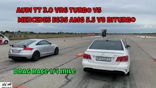 AUDI TT 3.0 VR6 TURBO vs MERCEDES E63S AMG 5.5 V8 BiTurbo Epic Drag Race: 1/4 mile 🚦🚗 - 4K UHD