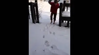 Kids running in the snow...barefoot