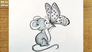 Mouse with Butterfly Drawing | Step by step | Easy Ret Drawing | Butterfly Drawing Tutorial