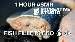 1 Hour ASMR BBQ – Fish Fillets on Grill 🐟🔥 Relaxing Seafood Sizzling Sounds in 4K