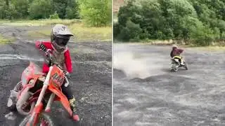 Motocross 3 years apart #50 v #85 #motocross #action #split #remake #motocrossrider #ktm #mx
